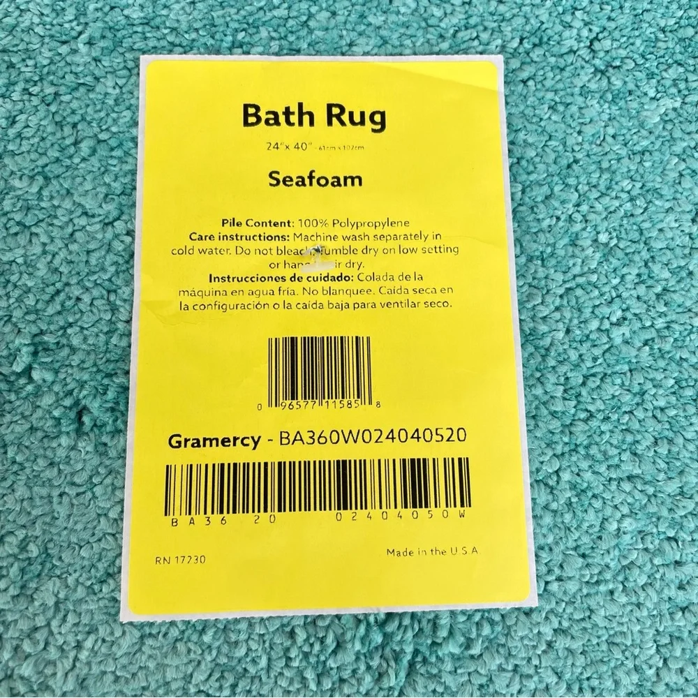 Garland Rug Gramercy Washable Polypropylene SeaFoam Bath Rug 24